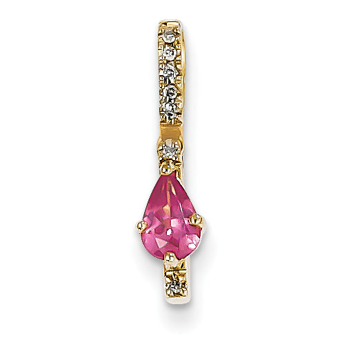 14K Diamond and Pink Spinel Pendant