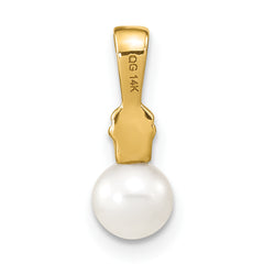 14K 5-6mm White Round FW Cultured Pearl and Diamond Pendant