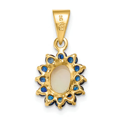 14K Genuine Opal and Sapphire Pendant