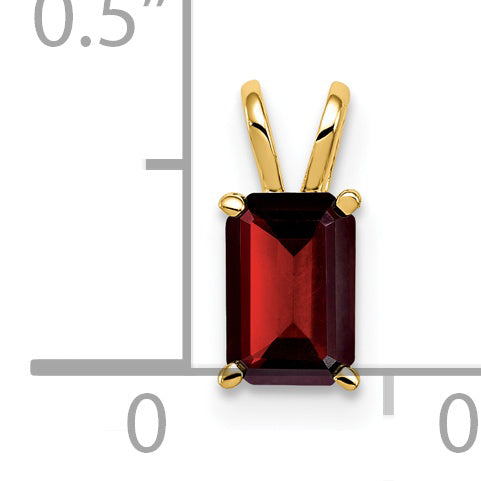 14K 6x4mm Emerald Cut Garnet pendant