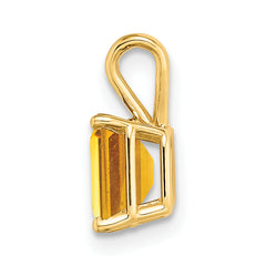 14K 7x5mm Emerald Cut Citrine pendant