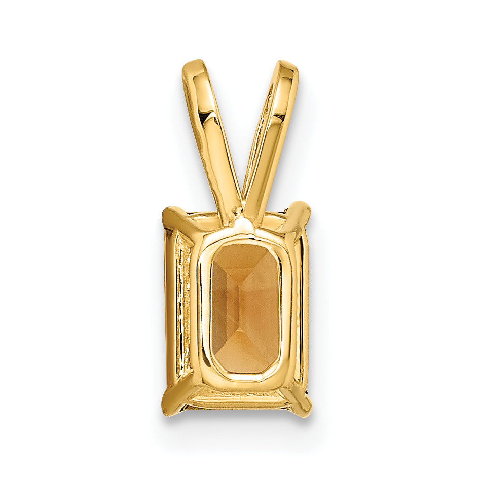 14K 7x5mm Emerald Cut Citrine pendant