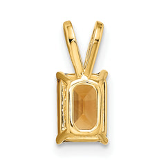 14K 7x5mm Emerald Cut Citrine pendant