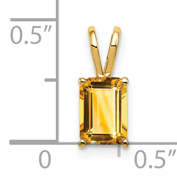 14K 7x5mm Emerald Cut Citrine pendant