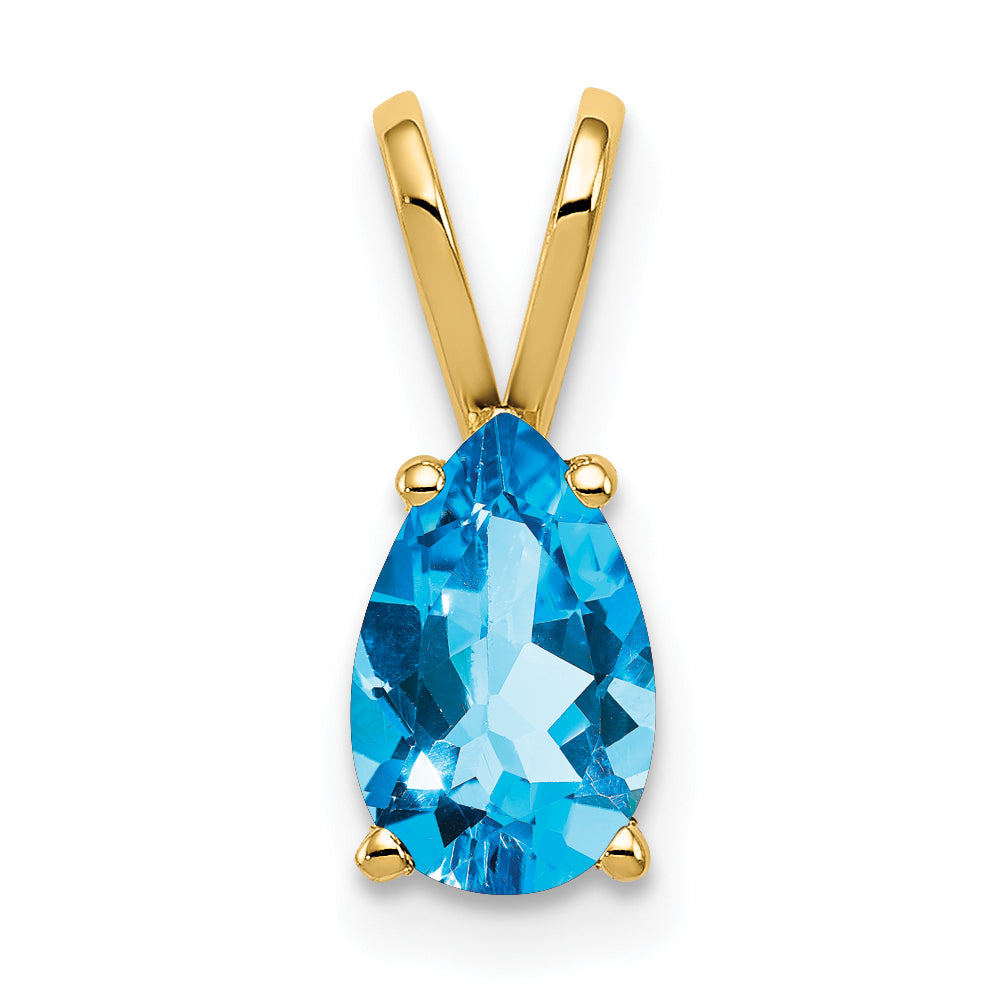 14k 8x5mm Pear Blue Topaz pendant