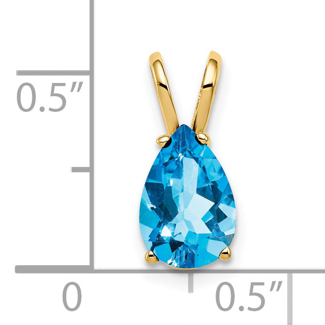 14K Blue Topaz Diamond pendant