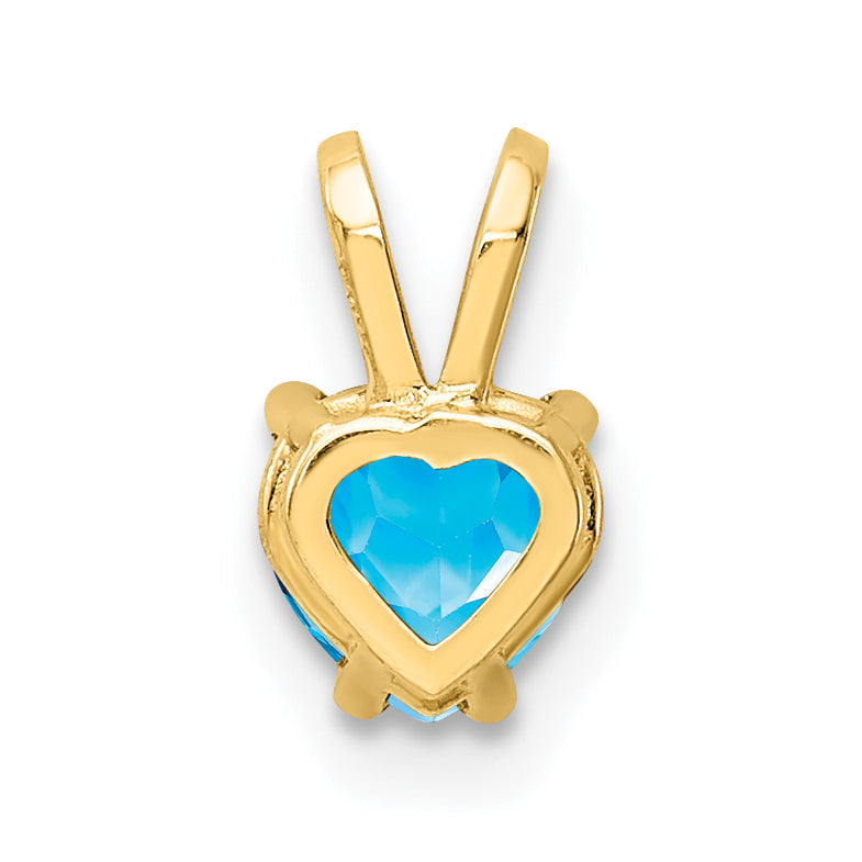 14K 5mm Heart Blue Topaz pendant