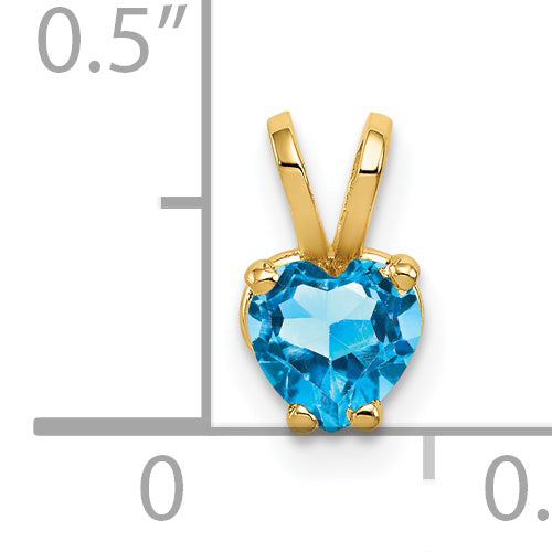 14K 5mm Heart Blue Topaz pendant