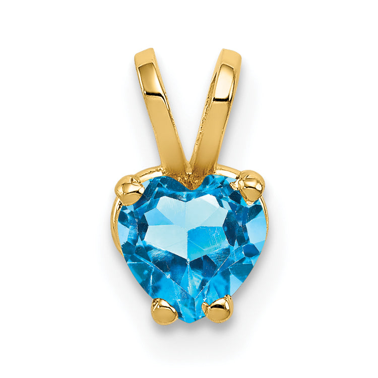 14k 5mm Heart Blue Topaz pendant