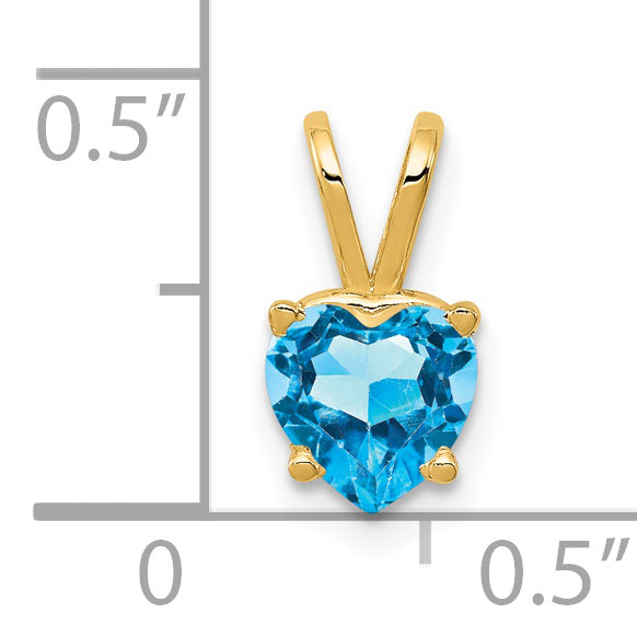 14K 6mm Heart Blue Topaz pendant