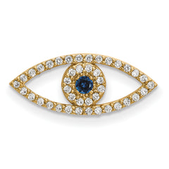 14Ky Small Diamond and Sapphire Evil Eye Pendant