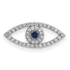 14K White Gold Small Diamond and Sapphire Evil Eye Pendant