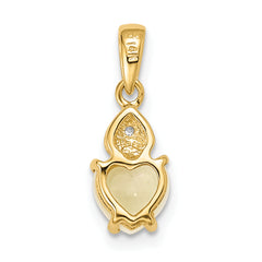 14K Gold w/ Diamond & Opal Polished Heart Pendant