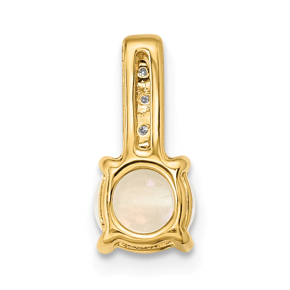 14K Gold w/ Diamond & Opal Polished Pendant