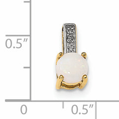 14K Gold w/ Diamond & Opal Polished Pendant