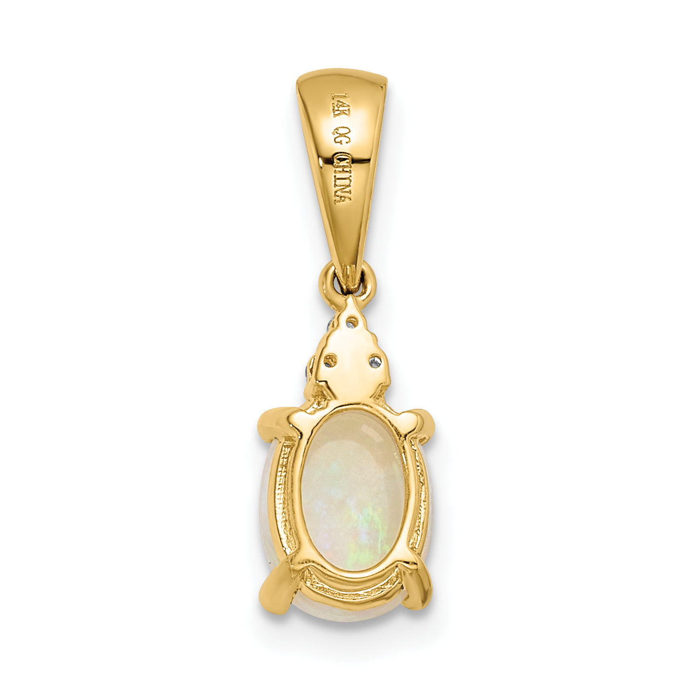 14K Gold w/ Austrian Opal & Diamond Pendant