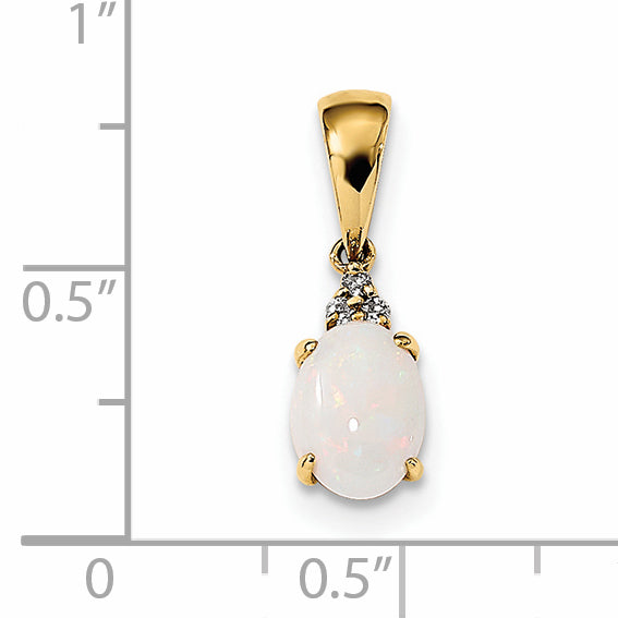 14K Gold w/ Austrian Opal & Diamond Pendant