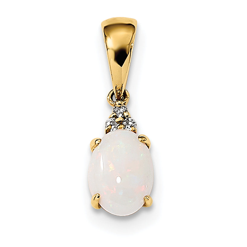 14k Austrian Opal and Diamond Pendant