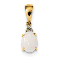 14k Austrian Opal and Diamond Pendant