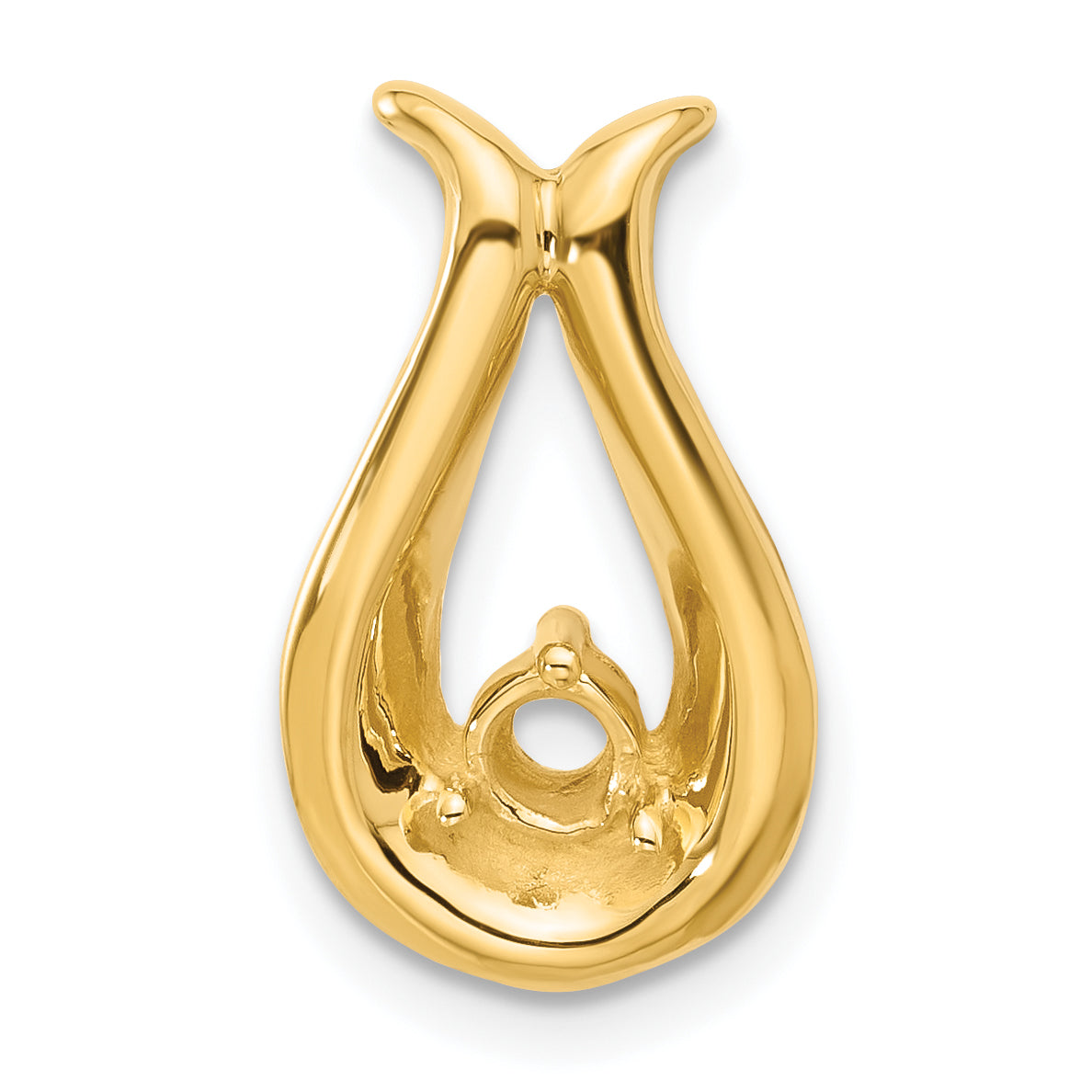 14k Holds 3.4mm Stone, Teardrop Shape Chain Slide Mounting