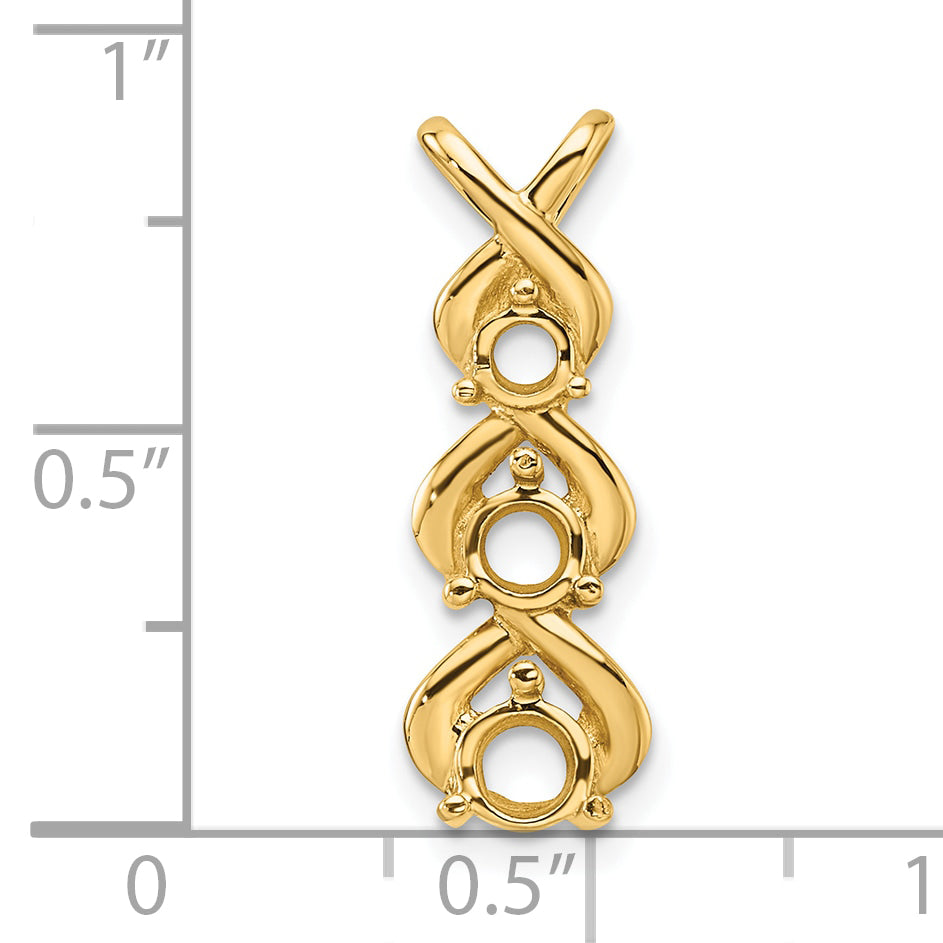 14k Holds 3 Stone Criss-Cross Chain Slide Mounting