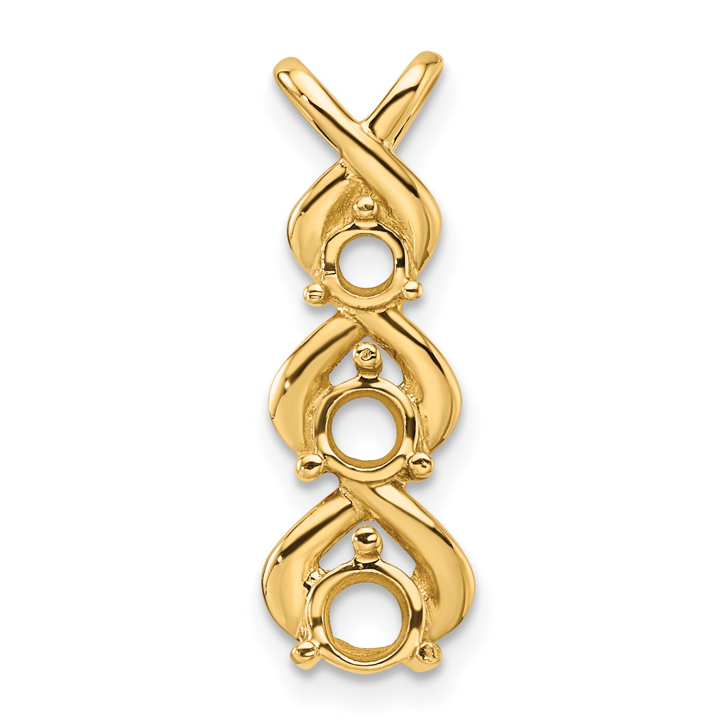 14k Holds 3 Stone Criss-Cross Chain Slide Mounting