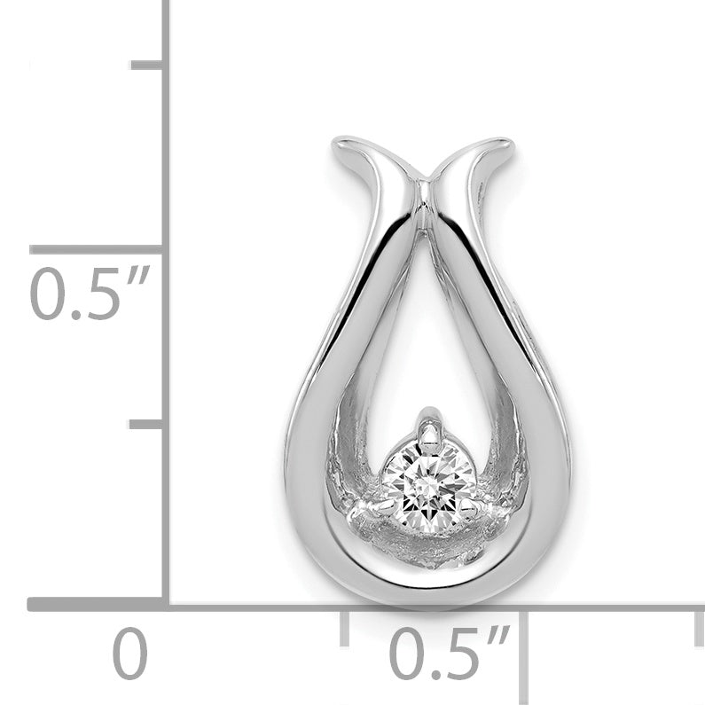 14K White Gold 3.4mm AA Diamond Teardrop Shape Chain Slide