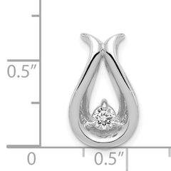 14K White Gold 3.4mm AA Diamond Teardrop Shape Chain Slide