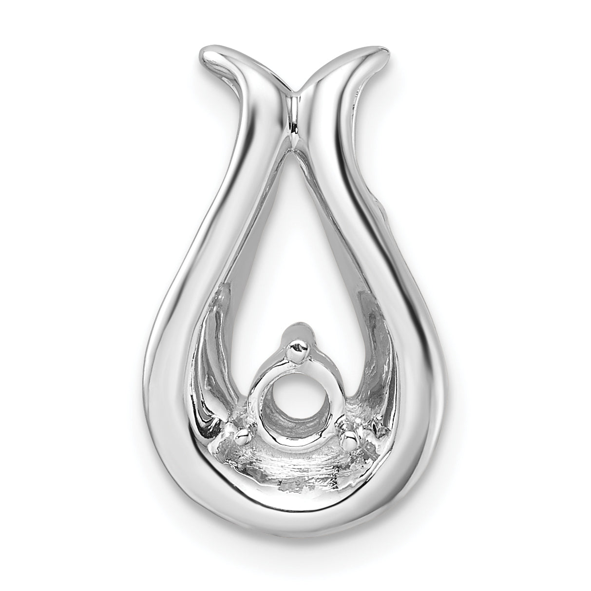 14k White Gold Holds 3.4mm Stone, Teardrop Shape Chain Slide Mounting