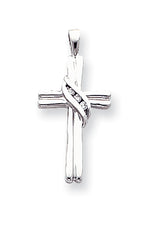 14k White Gold AA Diamond Cross Pendant