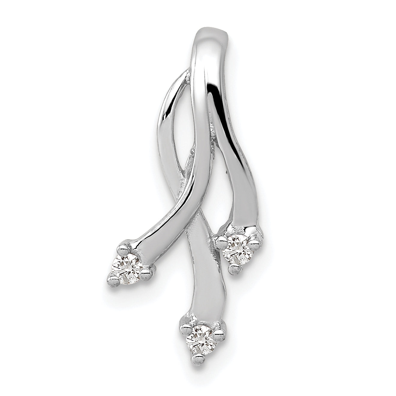 14k White Gold AA Diamond 3-1.6mm Stone Twisted Chain Slide