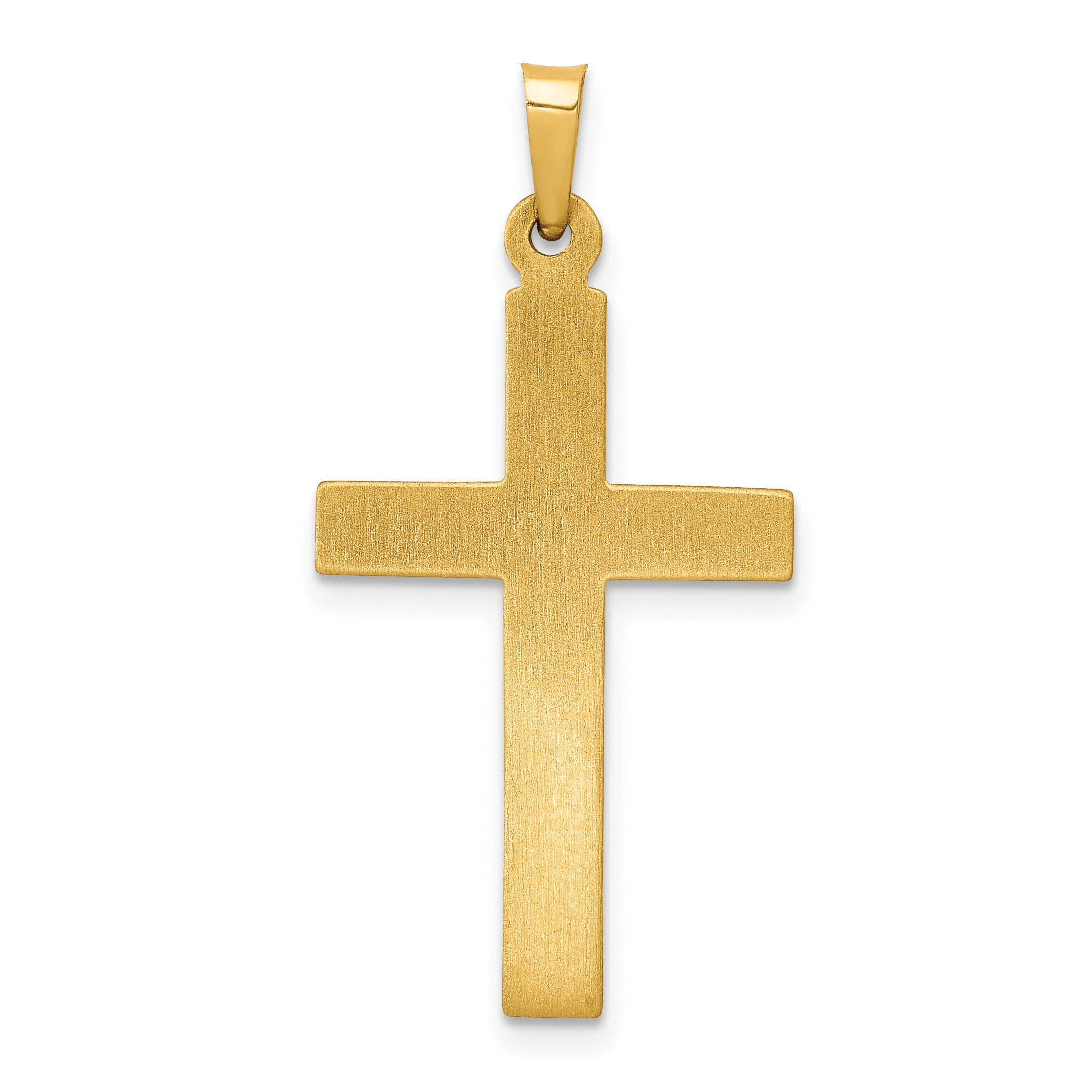 14K Textured and Polished Diamond Cross Pendant