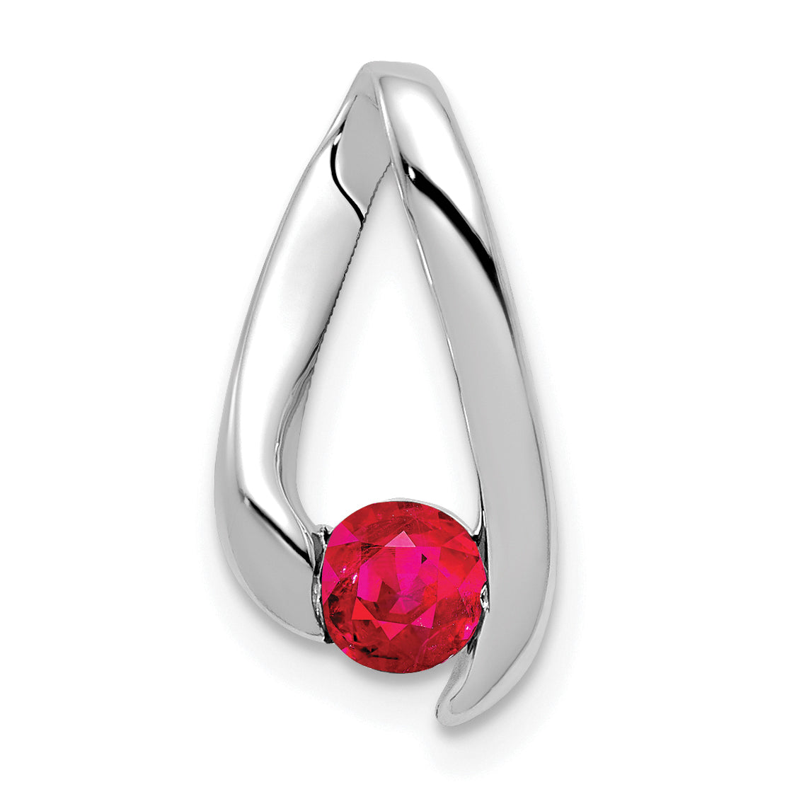 14k White Gold Ruby Pendant