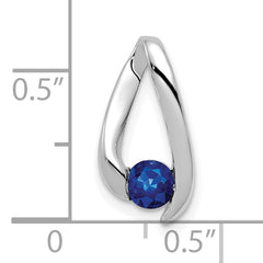 14K White Gold 4mm Sapphire Pendant