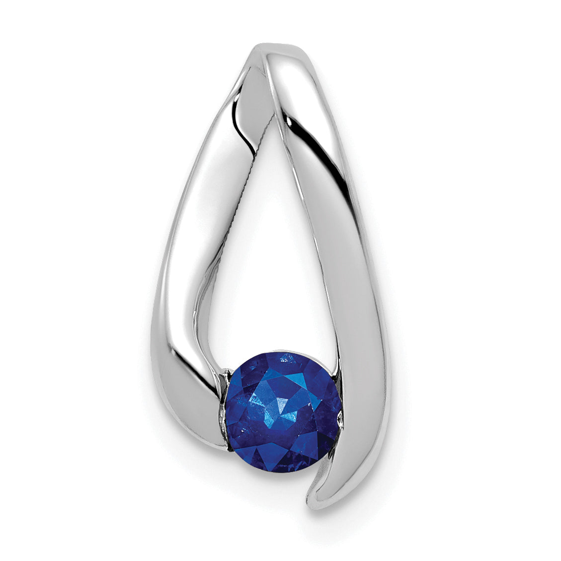 14k White Gold 4mm Sapphire Pendant