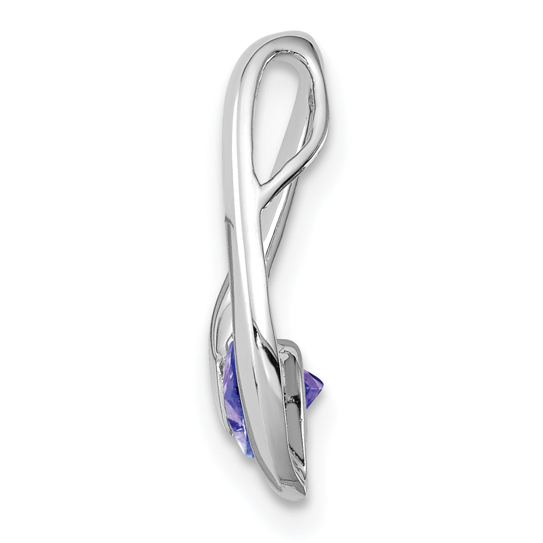 14K White Gold 4mm Tanzanite Pendant