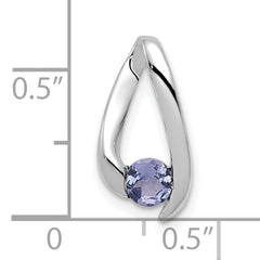 14K White Gold 4mm Tanzanite Pendant