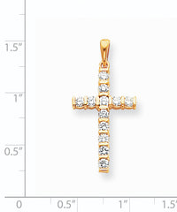 14K AA Diamond Latin Cross Pendant