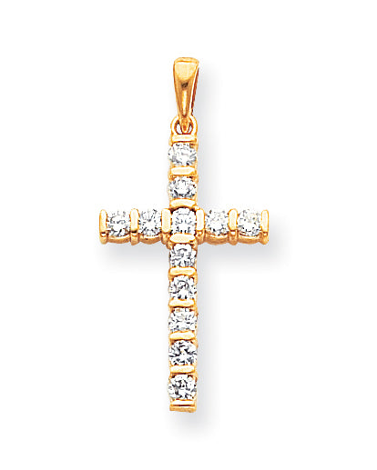 14k AA Diamond Latin Cross Pendant