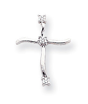 14k White Gold AA Diamond Cross Pendant