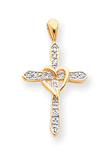 14k AA Diamond Cross Pendant