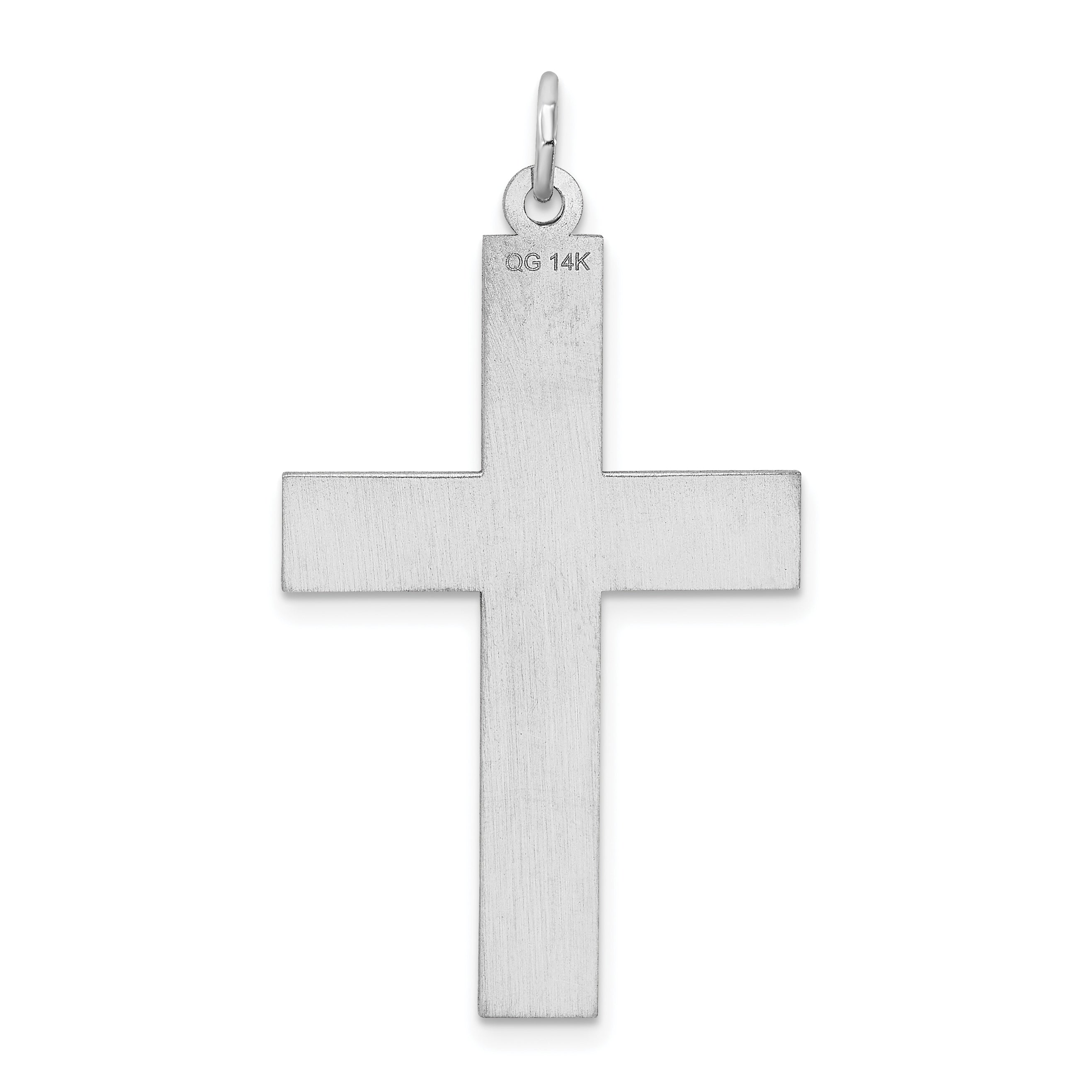 14K White Gold Laser Designed Cross Pendant