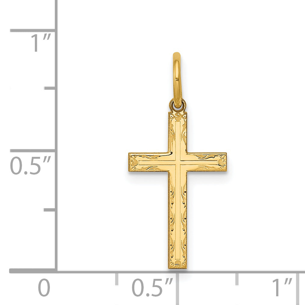 14K Laser Designed Cross Charm