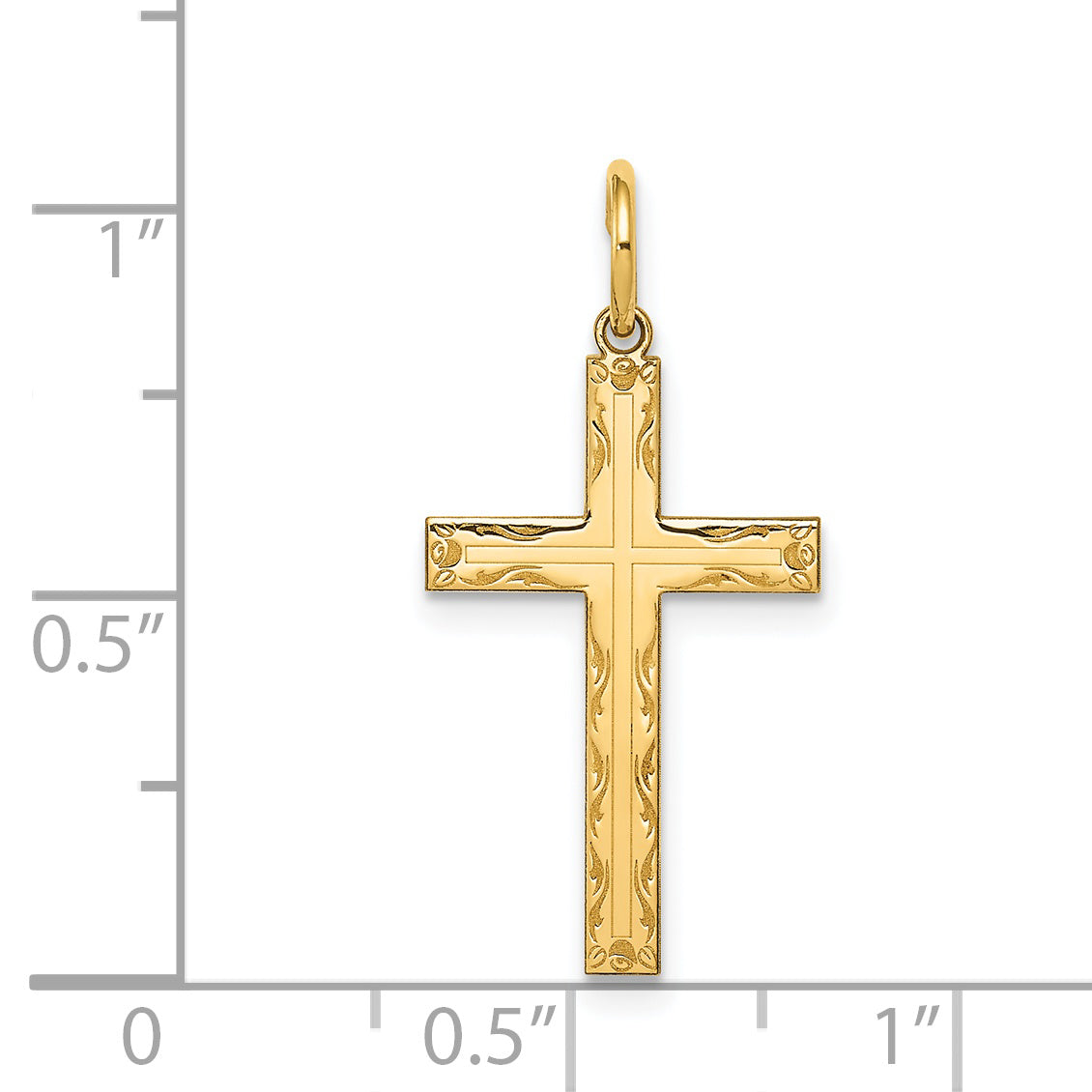 14K Laser Designed Cross Pendant