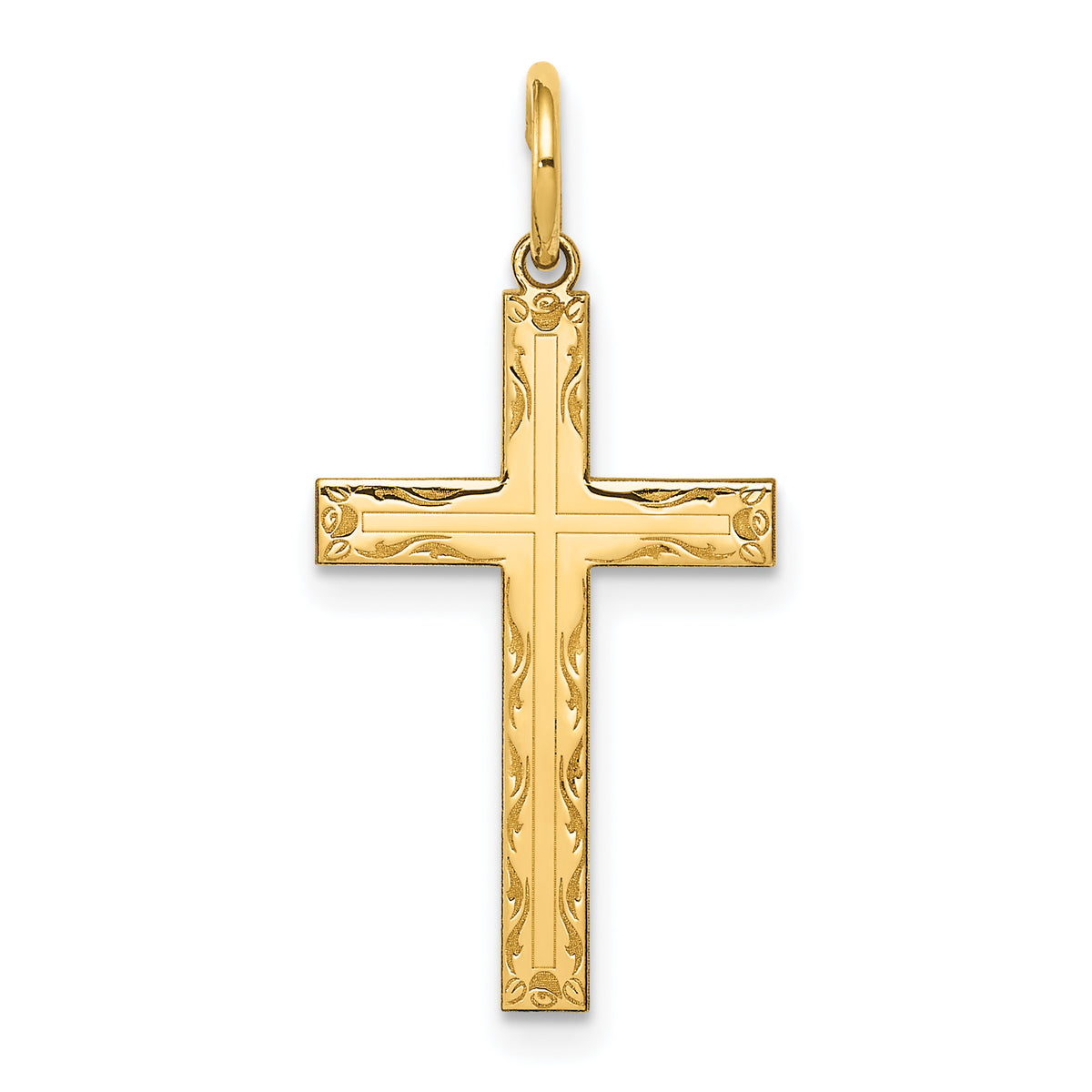 14K Laser Designed Cross Pendant