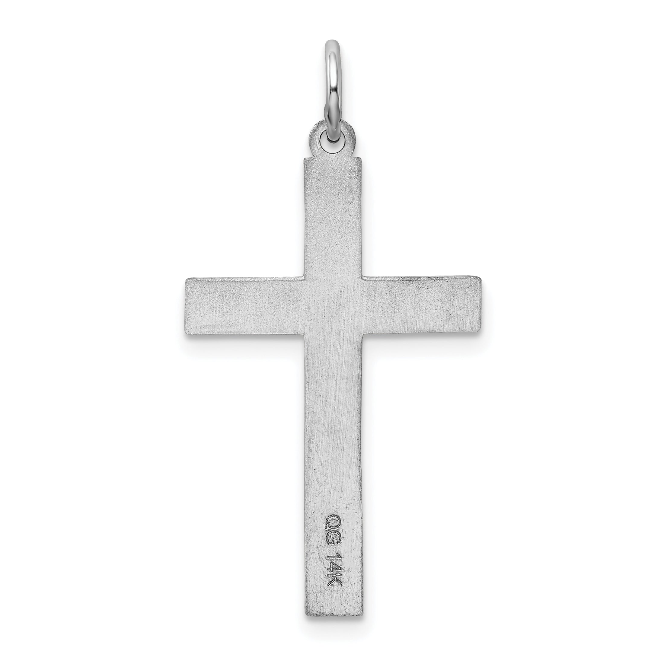 14K White Gold Laser Designed Cross Pendant