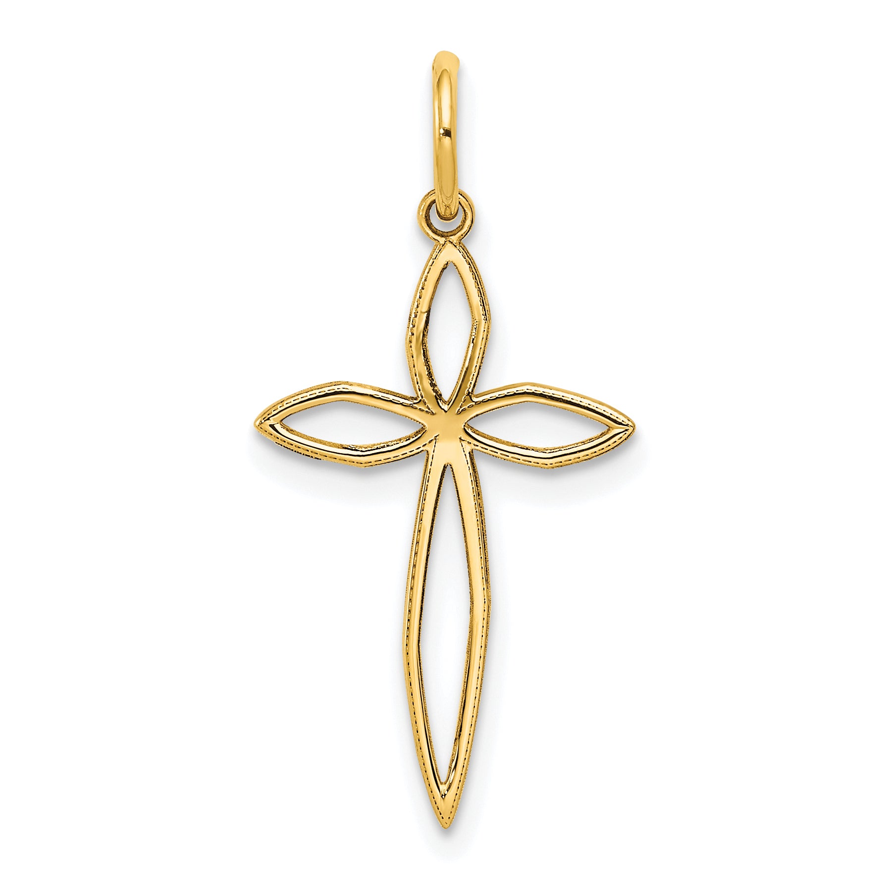 14K Laser Designed Passion Cross Charm