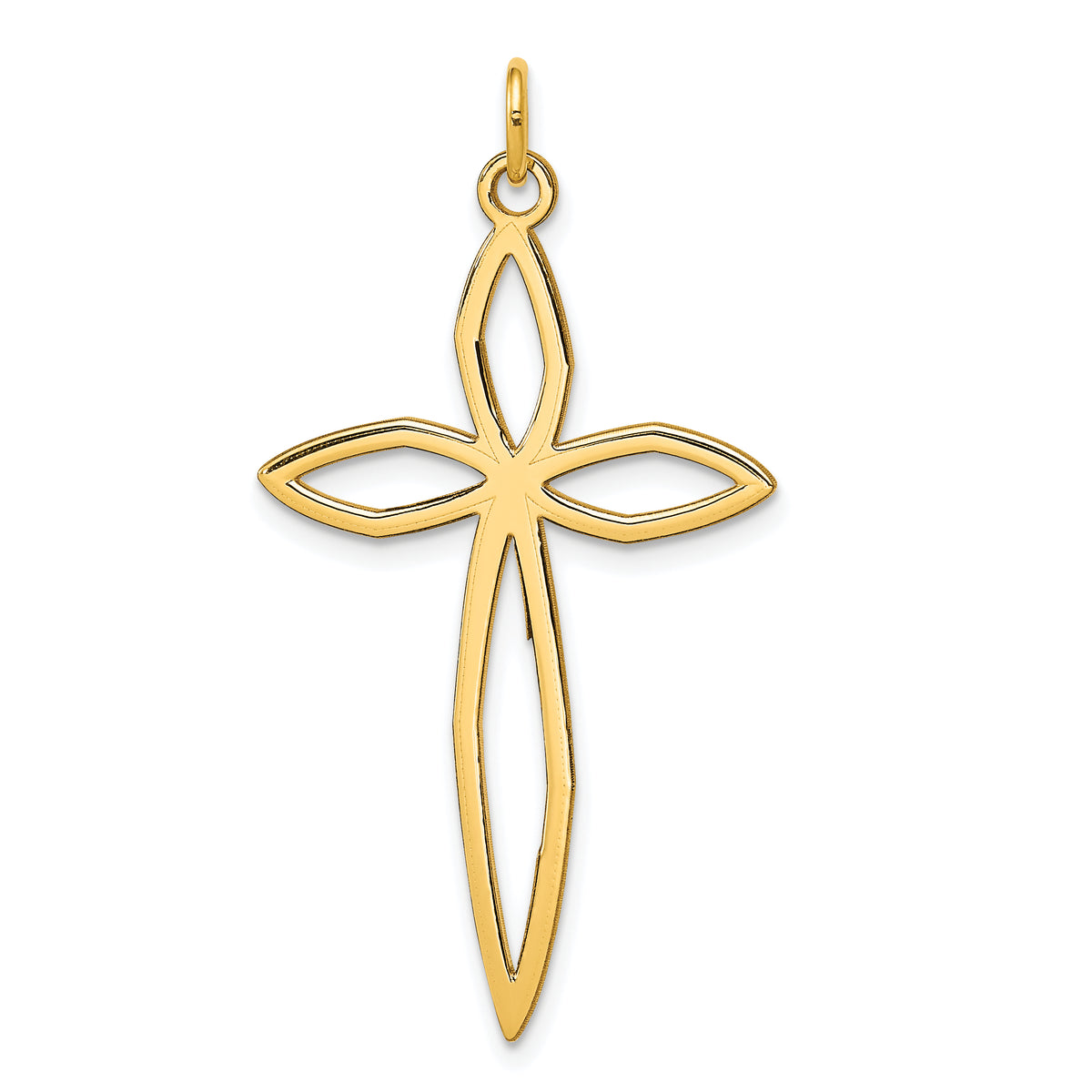 14K Laser Designed Passion Cross Pendant