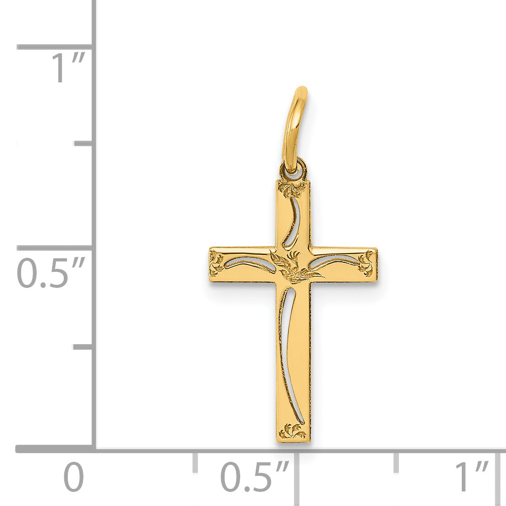 14K Laser Designed Cross Charm