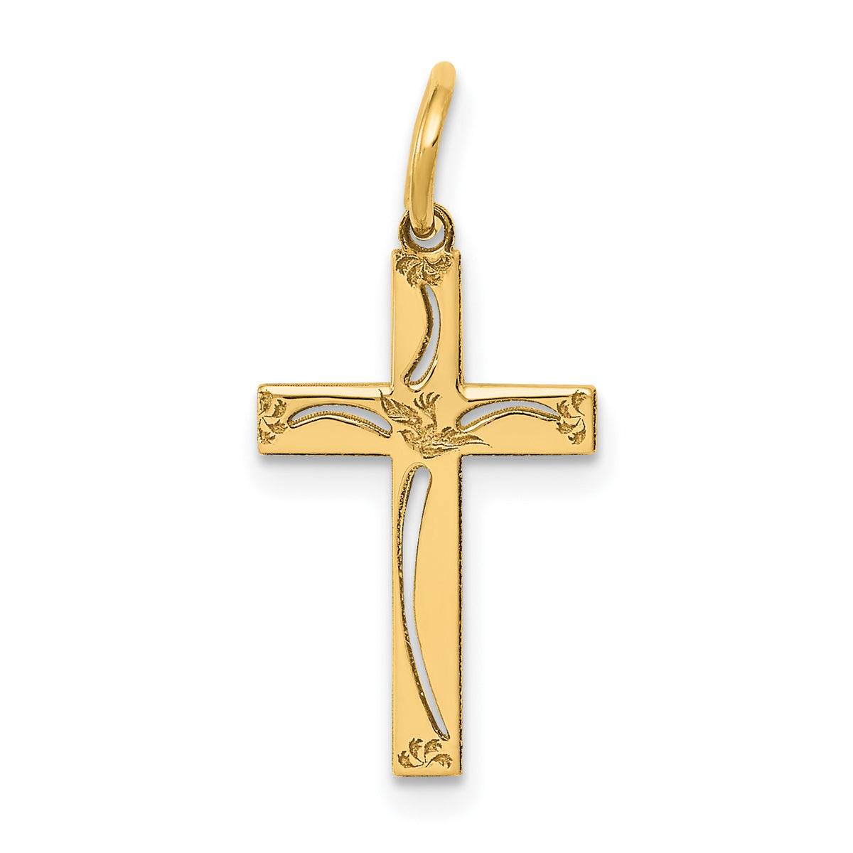 14K Laser Designed Cross Charm